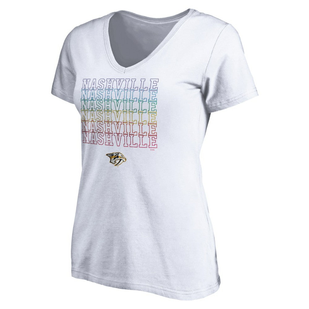 Nashville Predators Women's City Pride V-Neck T-Shirt - White - NHL 4257437