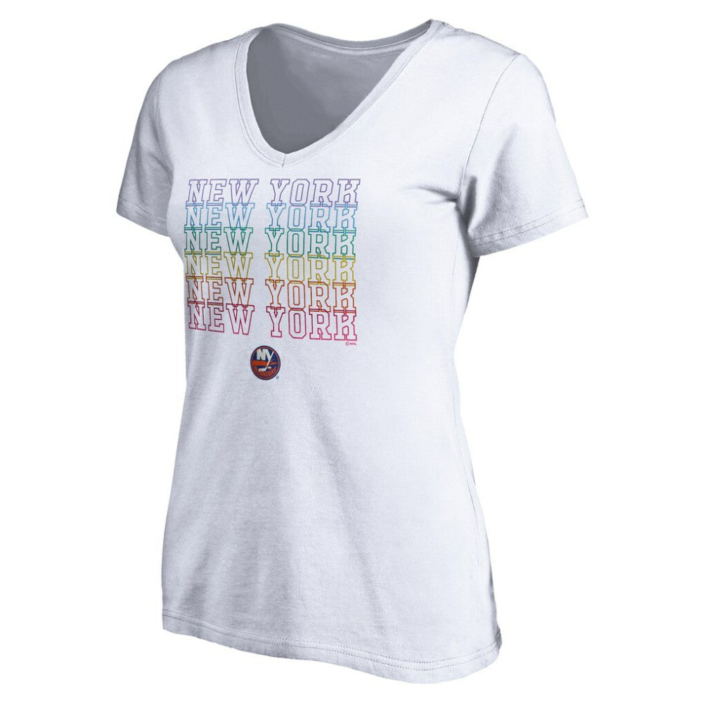 New York Islanders Women's City Pride V-Neck T-Shirt - White - NHL 4257439