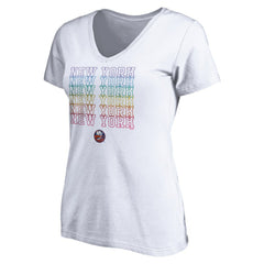 New York Islanders Women's City Pride V-Neck T-Shirt - White - NHL 4257439