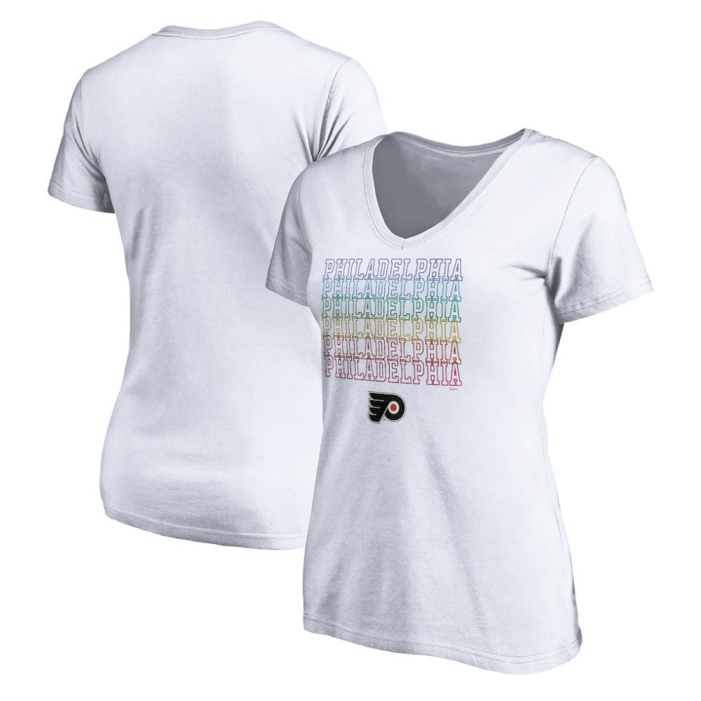 Philadelphia Flyers Women's City Pride V-Neck T-Shirt - White - NHL 4257442