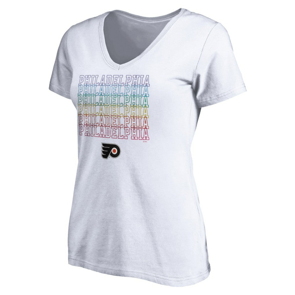 Philadelphia Flyers Women's City Pride V-Neck T-Shirt - White - NHL 4257442