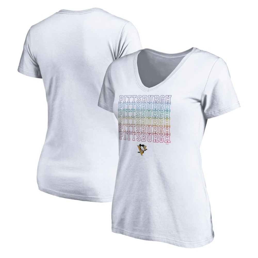Pittsburgh Penguins Women's City Pride V-Neck T-Shirt - White - NHL 4257443