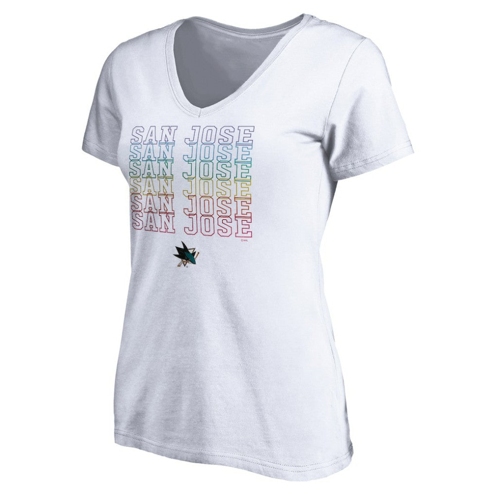 San Jose Sharks Women's City Pride V-Neck T-Shirt - White - NHL 4257444