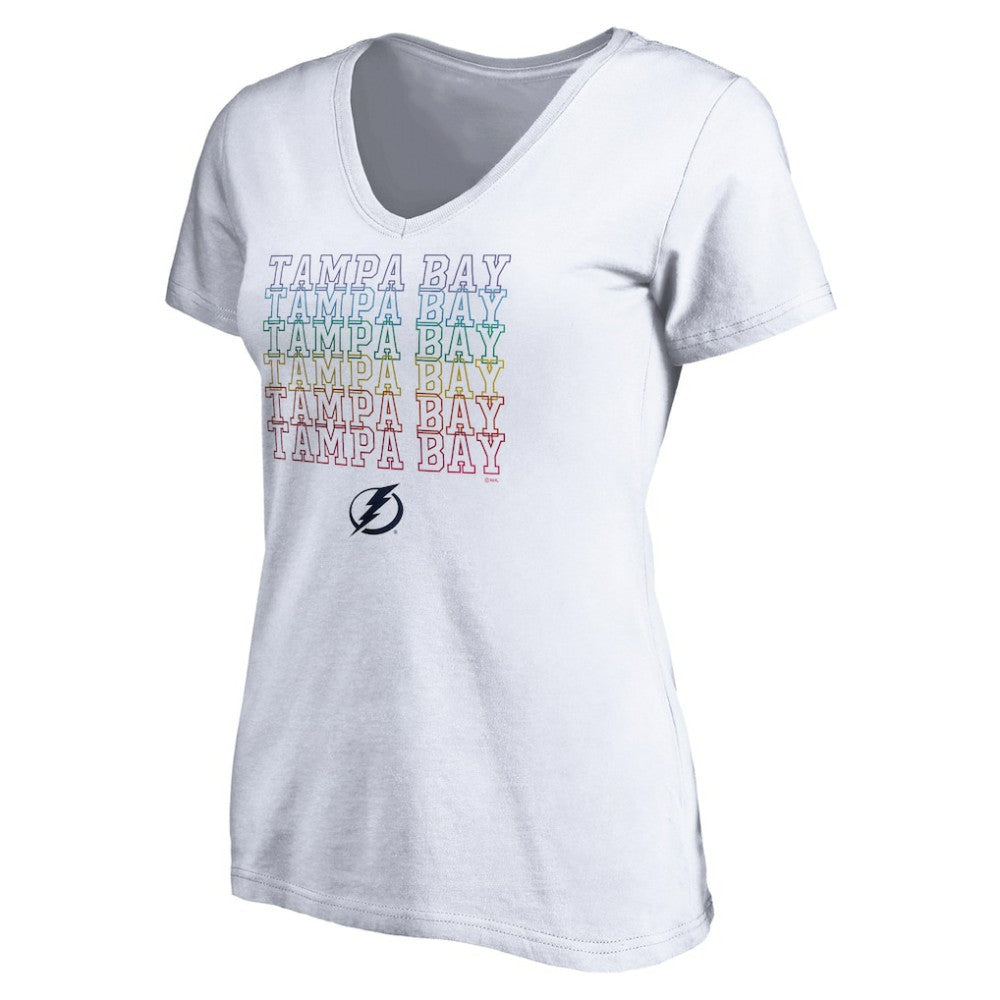 Tampa Bay Lightning Women's City Pride V-Neck T-Shirt - White - NHL 4257446