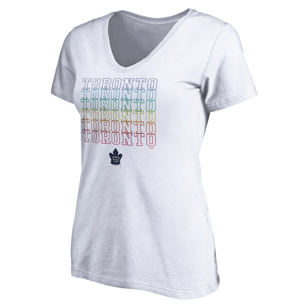 Toronto Maple Leafs Women's City Pride V-Neck T-Shirt - White - NHL 4257447