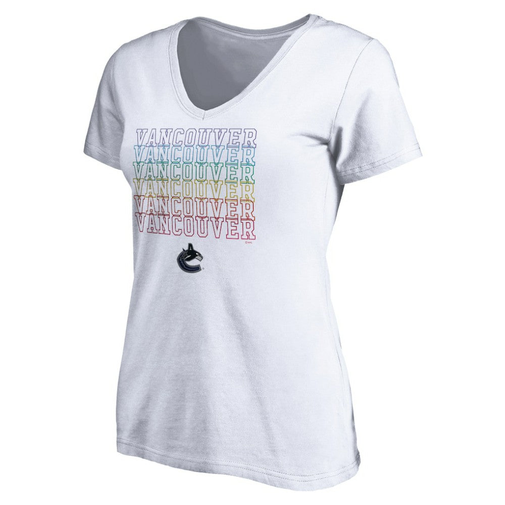 Vancouver Canucks Women's City Pride V-Neck T-Shirt - White - NHL 4257448