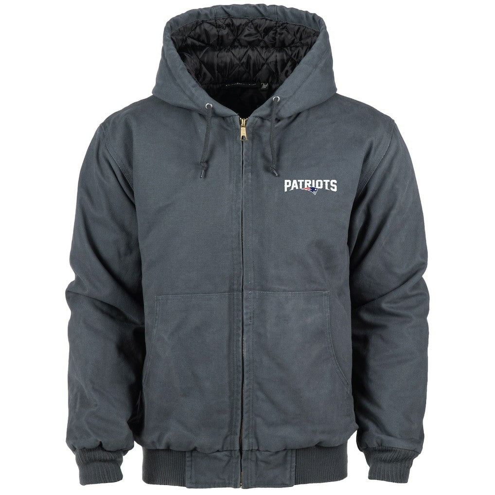 New England Patriots Dunbrooke Big & Tall Dakota Canvas Hoodie Full-Zip Jacket Charcoal