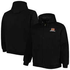 Cincinnati Bengals Dunbrooke Big & Tall Dakota Canvas Hoodie Full-Zip Jacket Black