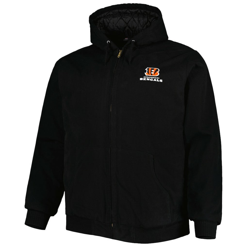Cincinnati Bengals Dunbrooke Big & Tall Dakota Canvas Hoodie Full-Zip Jacket Black