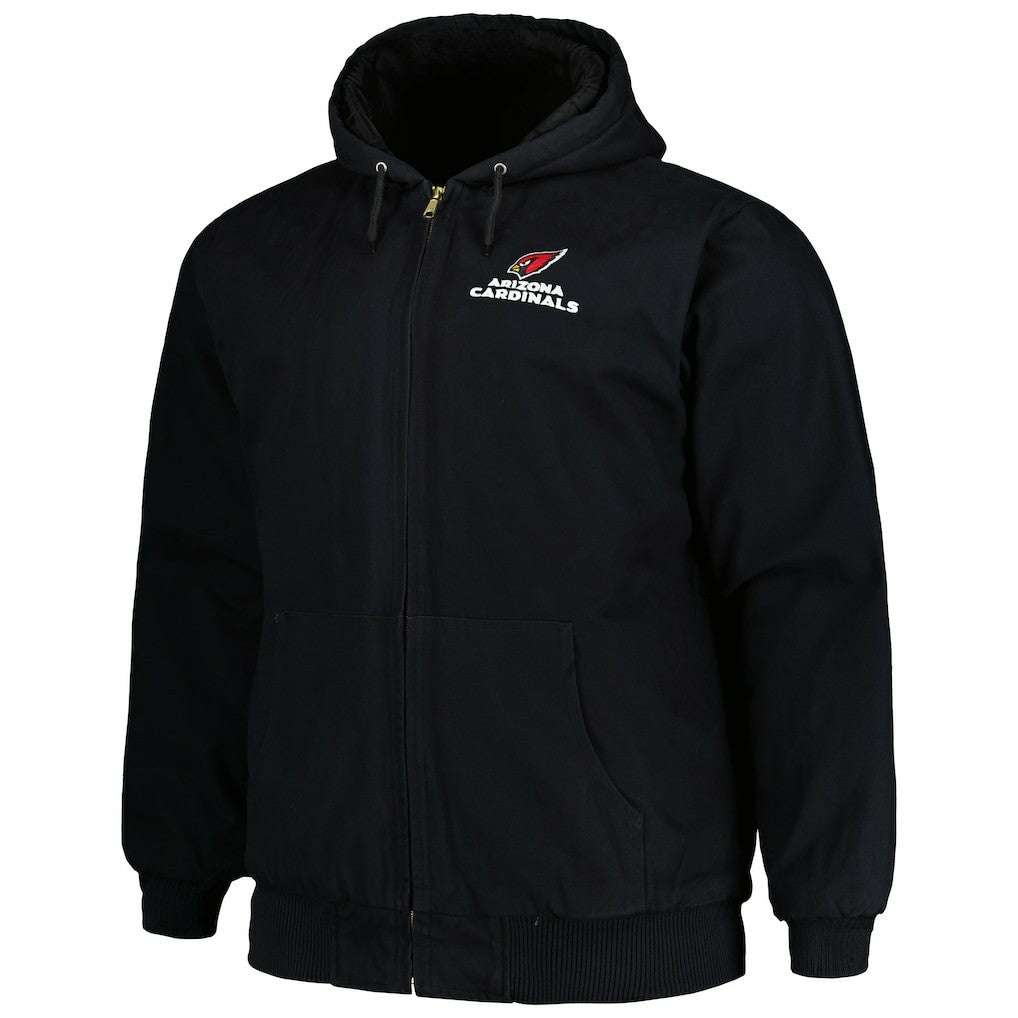 Arizona Cardinals Dunbrooke Big & Tall Dakota Canvas Hoodie Full-Zip Jacket Black