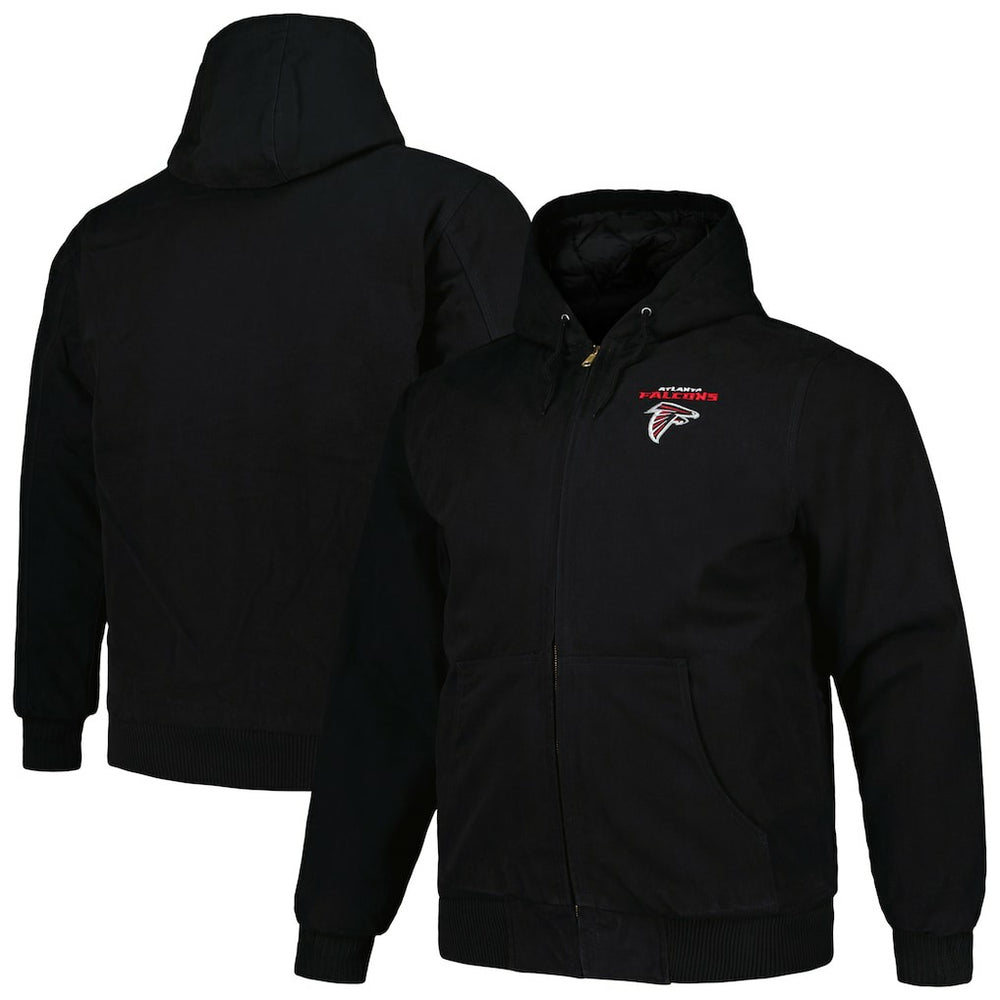 Atlanta Falcons Dunbrooke Big & Tall Dakota Canvas Hoodie Full-Zip Jacket Black