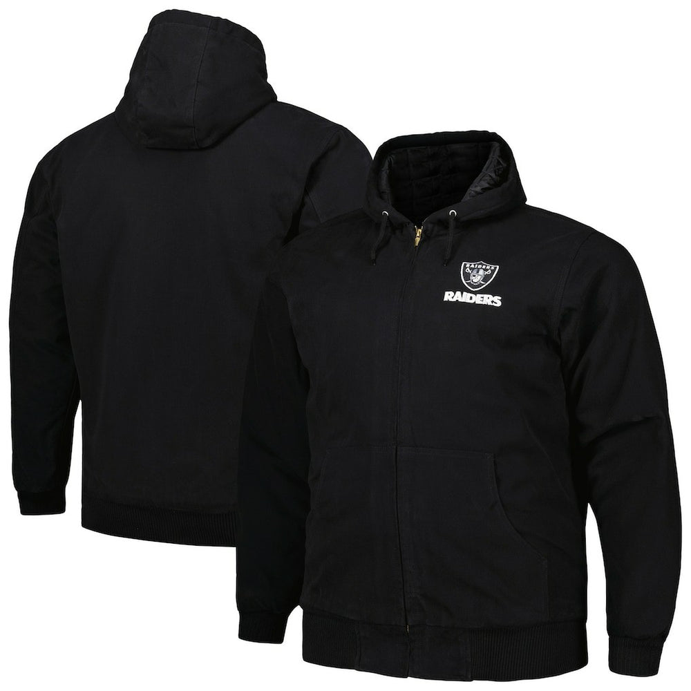 Las Vegas Raiders Dunbrooke Big & Tall Dakota Canvas Hoodie Full-Zip Jacket Black