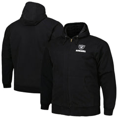 Las Vegas Raiders Dunbrooke Big & Tall Dakota Canvas Hoodie Full-Zip Jacket Black