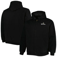 Minnesota Vikings Dunbrooke Big & Tall Dakota Canvas Hoodie Full-Zip Jacket Black