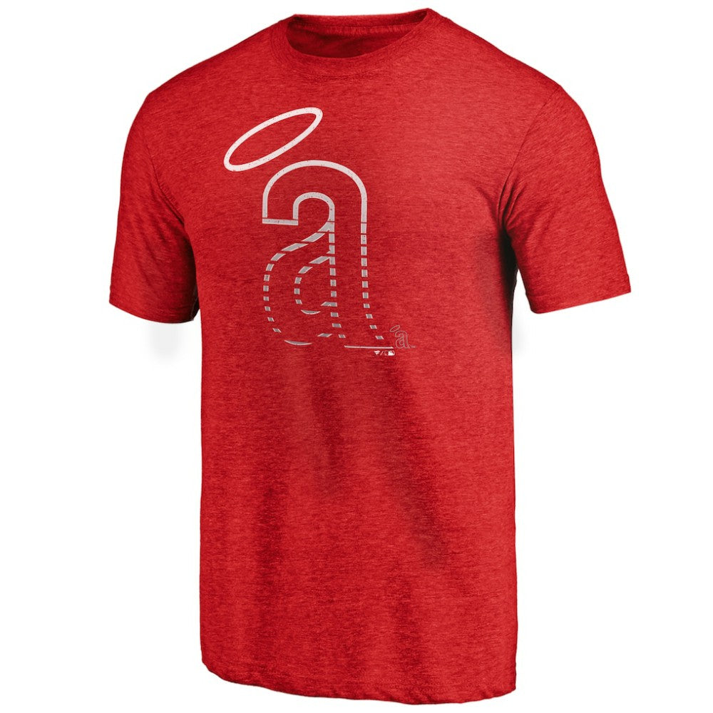 California Angels Cooperstown Weathered Logo Tri-Blend T-Shirt - Red - MLB Online