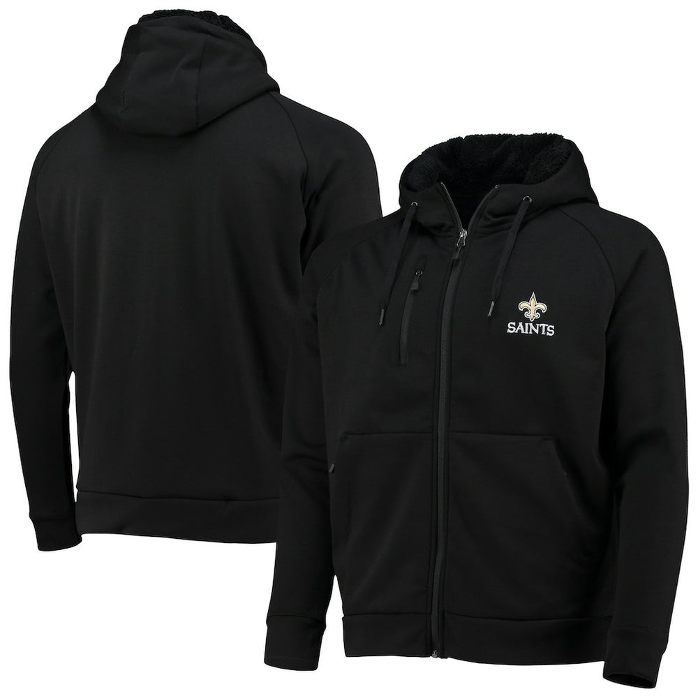 New Orleans Saints Dunbrooke Shag Tri-Blend Full-Zip Raglan Hoodie Black