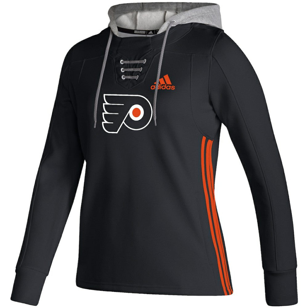 Philadelphia Flyers adidas Women's Skate Lace AEROREADY Pullover Hoodie - Black - NHL 4259692