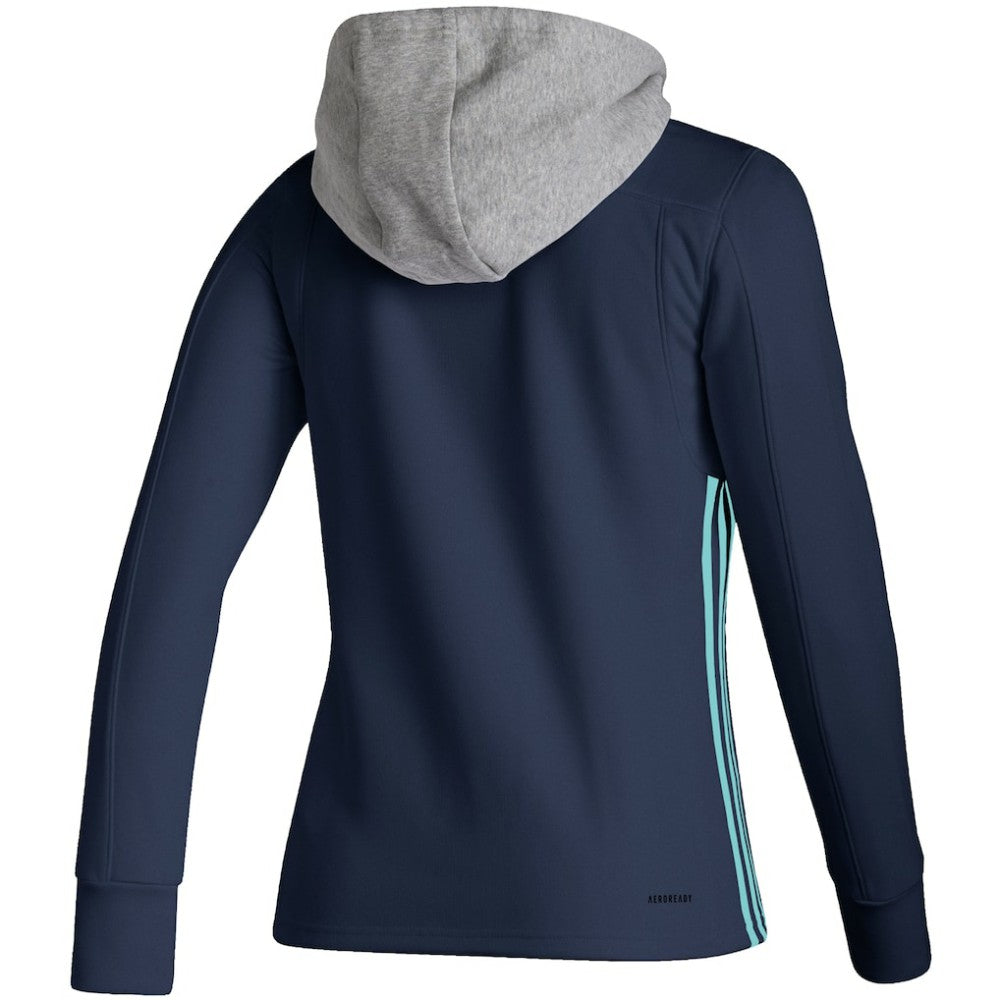 Seattle Kraken adidas Women's Skate Lace AEROREADY Pullover Hoodie - Deep Sea Blue - NHL 4259695