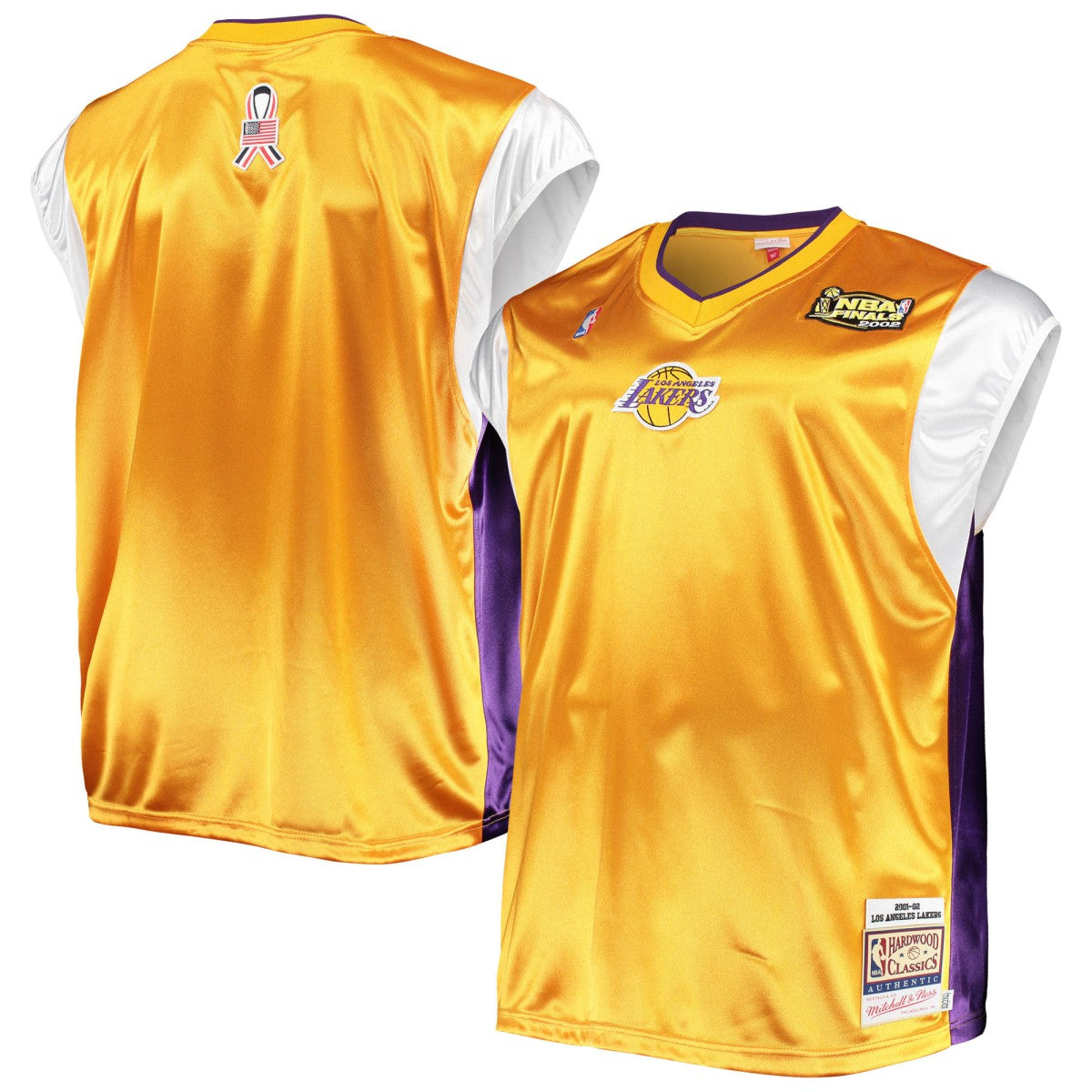 Los Angeles Lakers Hardwood Classics Big & Tall On-Court Shooting V-Neck Shirt Gold/Purple | Mitchell & Ness for sale