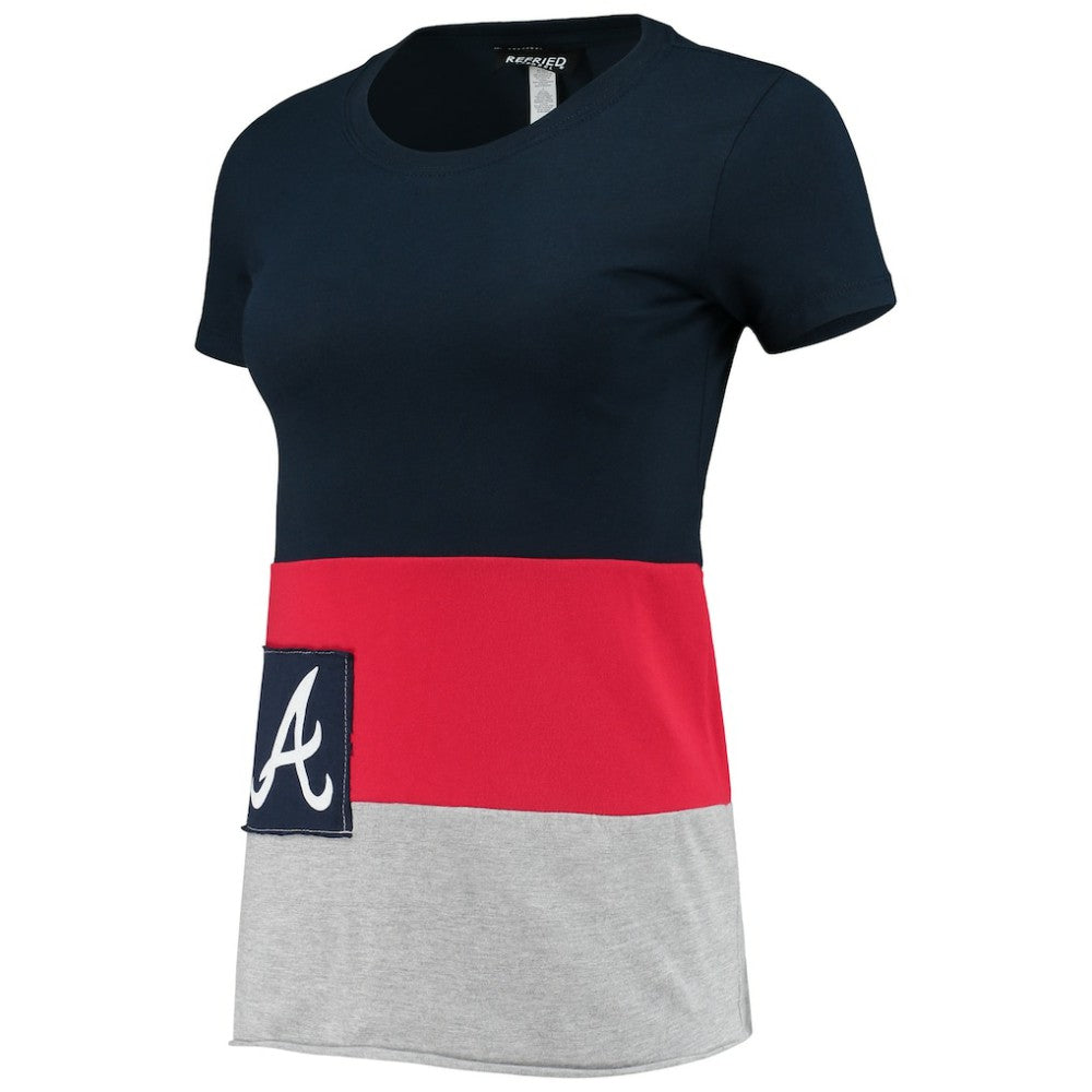 Atlanta Braves Refried Apparel Women's Sustainable Fitted T-Shirt - Navy - MLB Sale