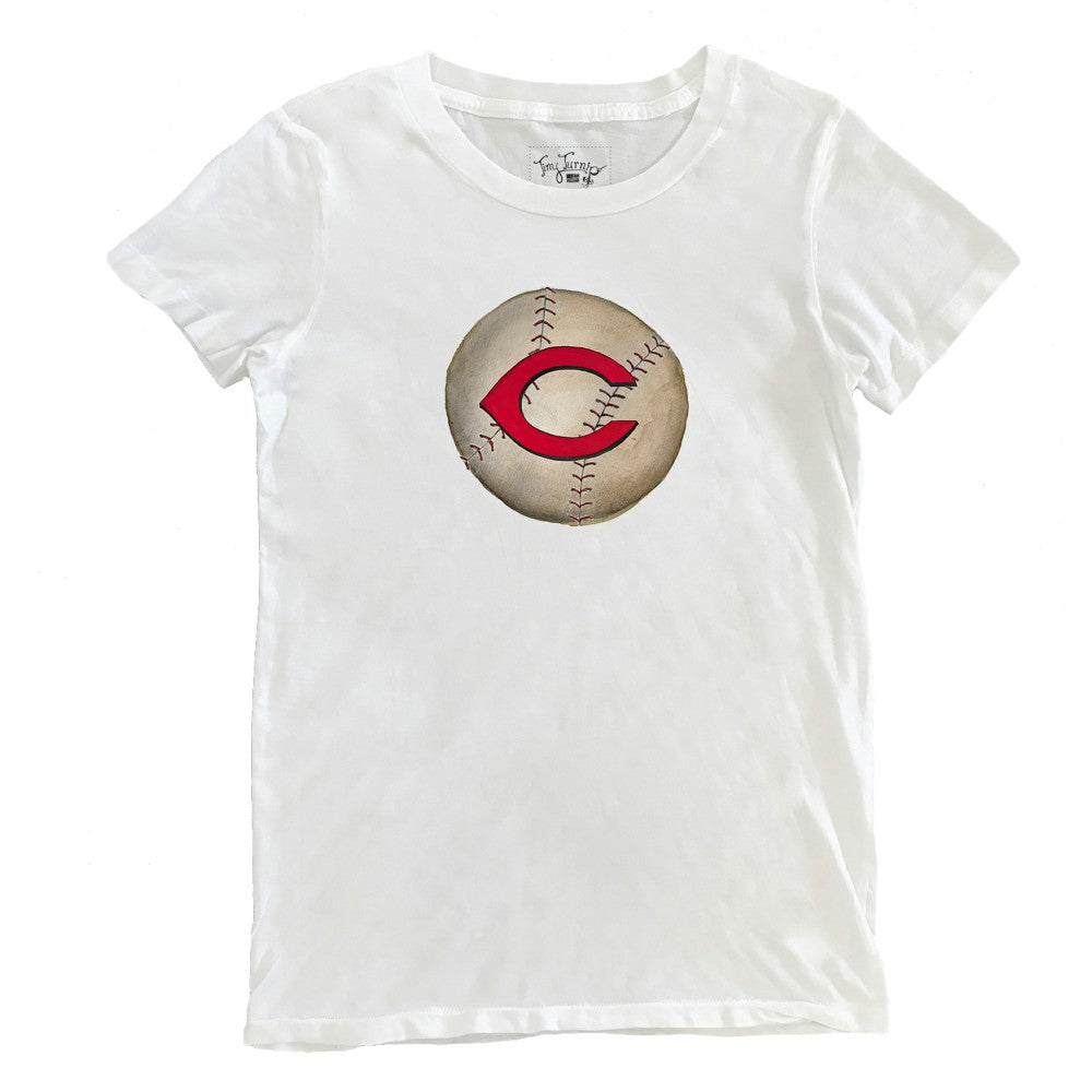 Cincinnati Reds Tiny Turnip Women's Stitched Baseball T-Shirt - White - MLB Lifestyle