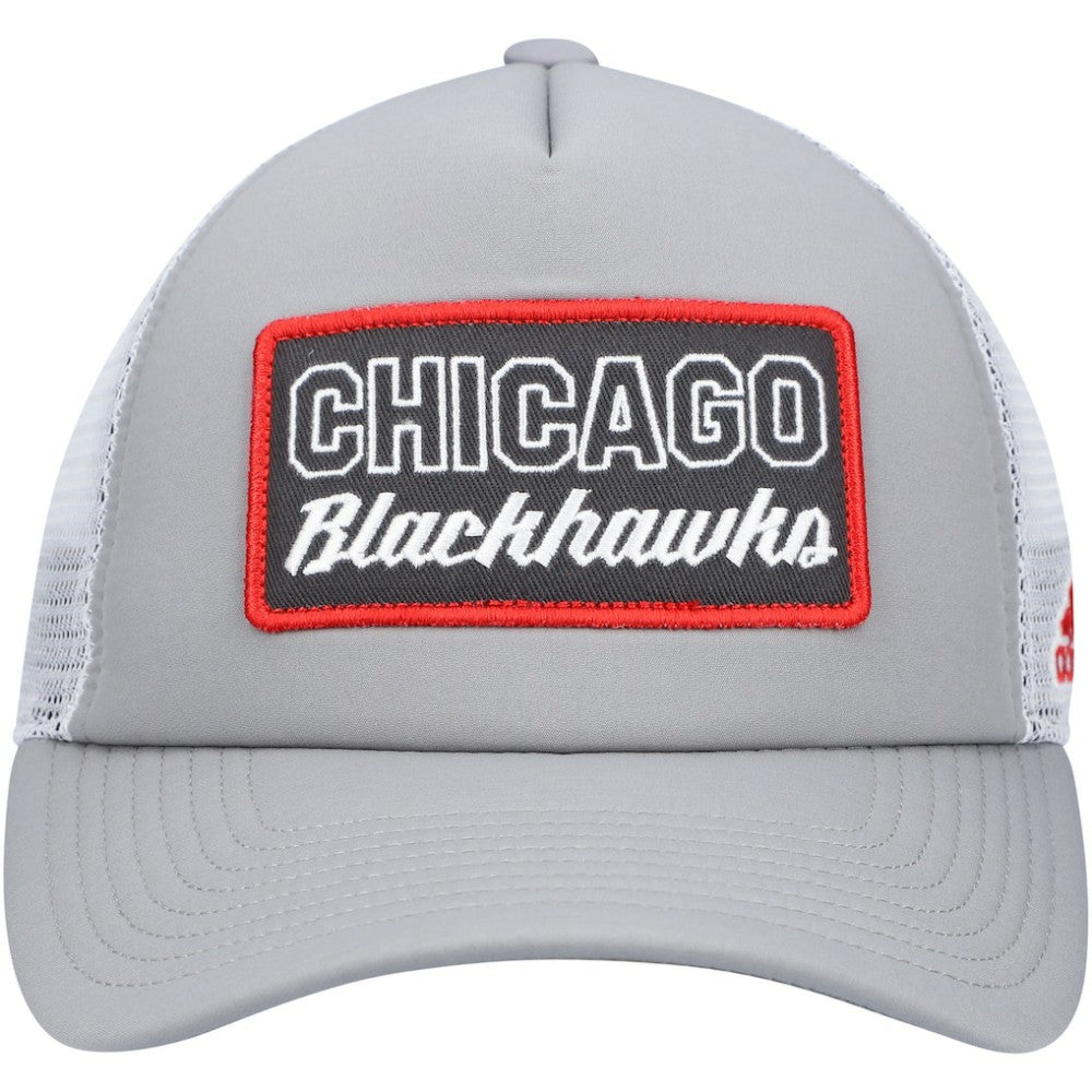 Chicago Blackhawks adidas Locker Room Foam Trucker Snapback Hat - Gray/White - NHL 4265621
