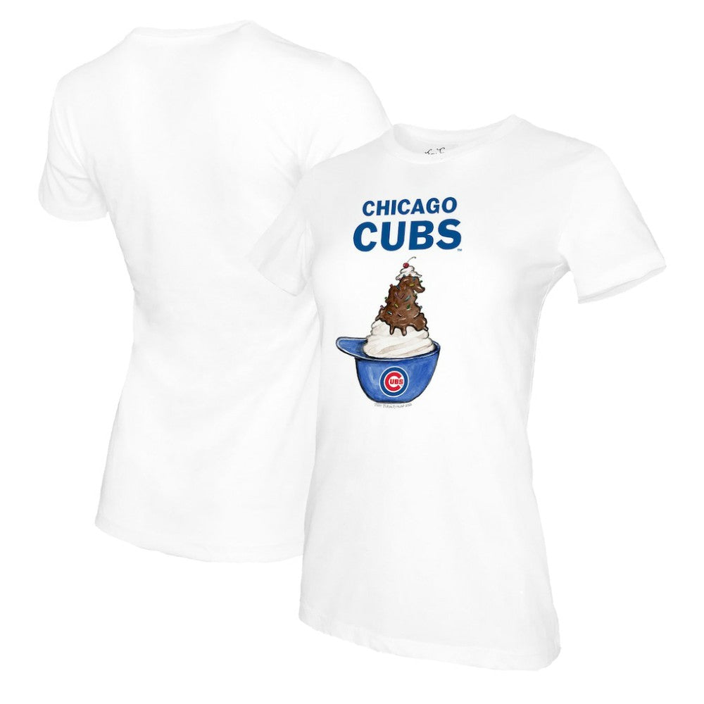 Chicago Cubs Tiny Turnip Women's Sundae Helmet T-Shirt - White - MLB Sale