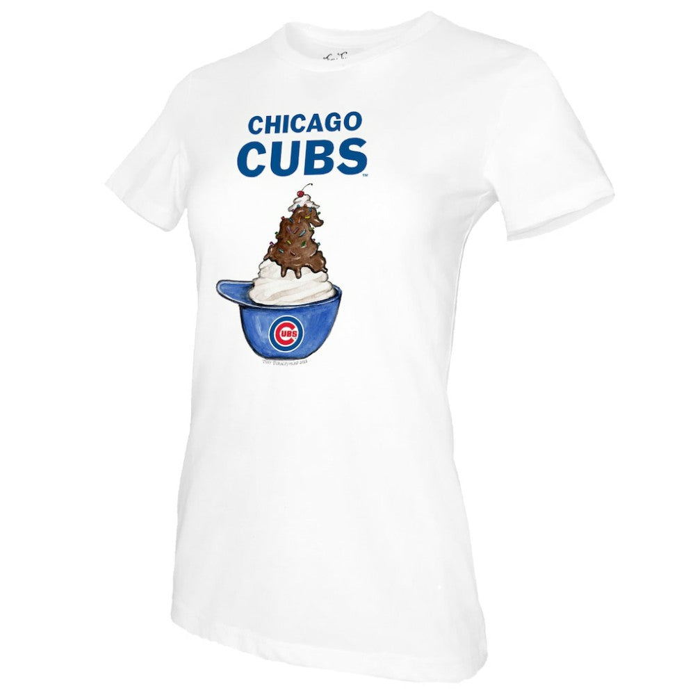 Chicago Cubs Tiny Turnip Women's Sundae Helmet T-Shirt - White - MLB Sale