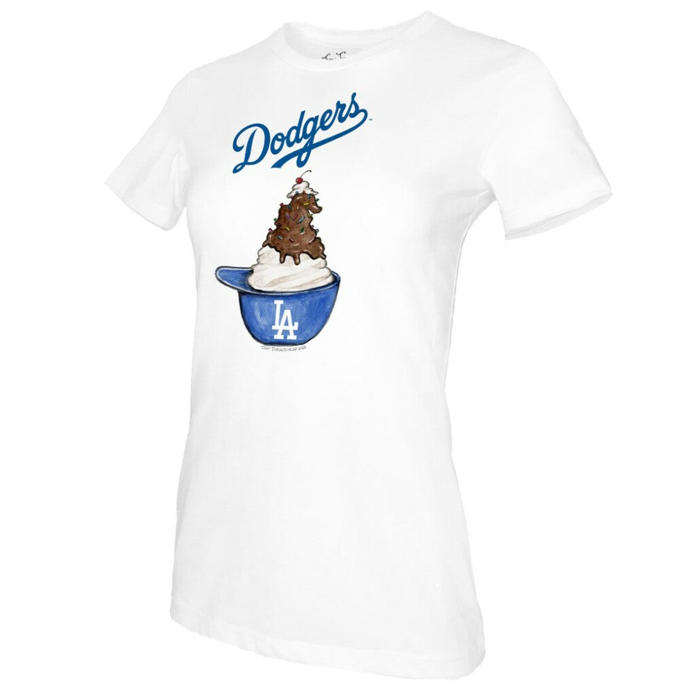 Los Angeles Dodgers Tiny Turnip Women's Sundae Helmet T-Shirt - White - MLB Sale