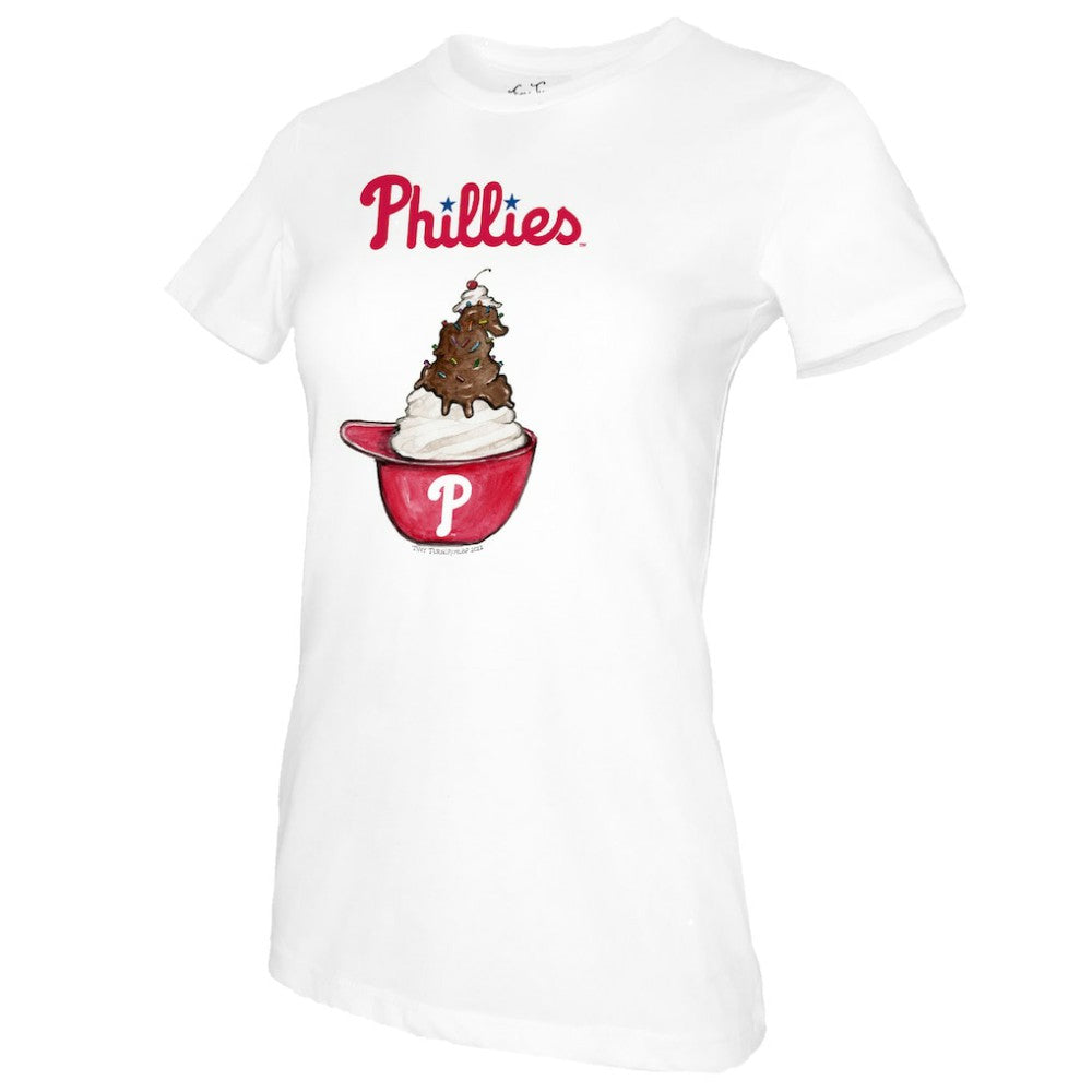 Philadelphia Phillies Tiny Turnip Women's Sundae Helmet T-Shirt - White - MLB Lifestyle