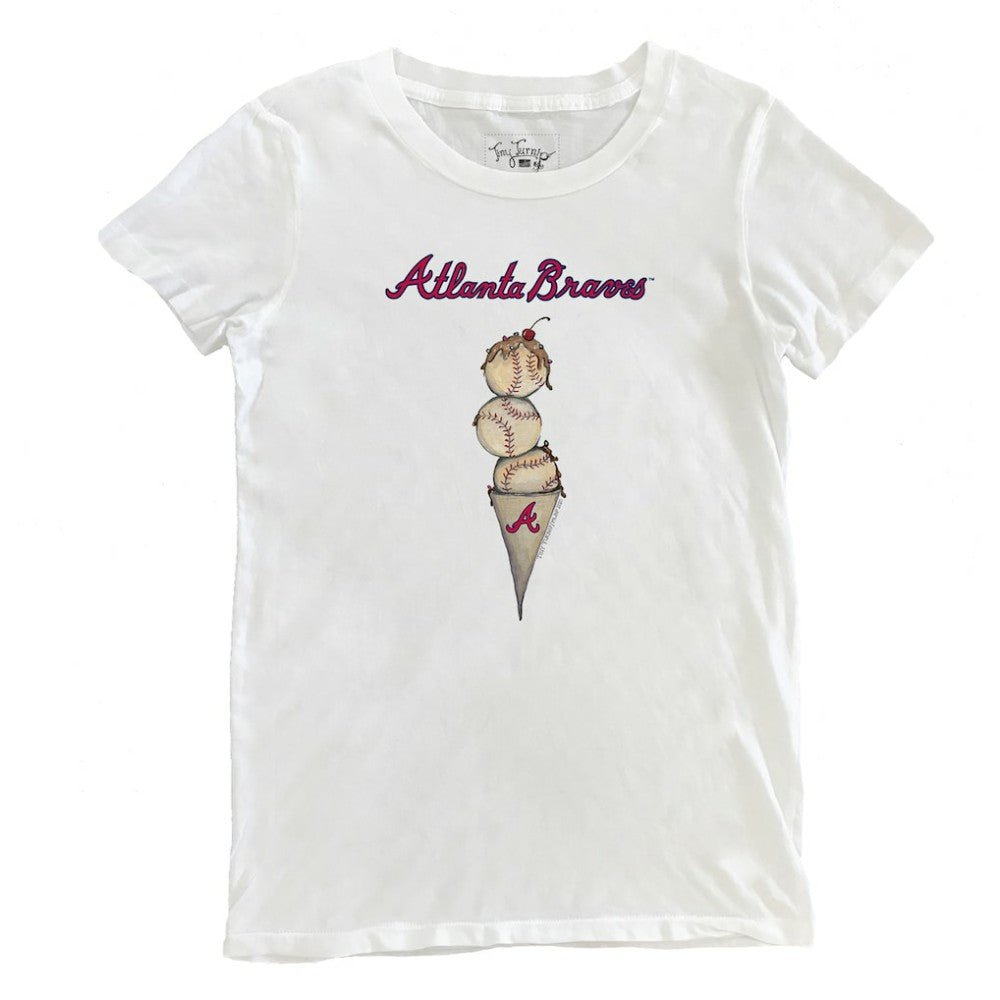Atlanta Braves Tiny Turnip Women's Triple Scoop T-Shirt - White - MLB Lifestyle