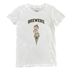 Milwaukee Brewers Tiny Turnip Women's Triple Scoop T-Shirt - White - MLB on Sale