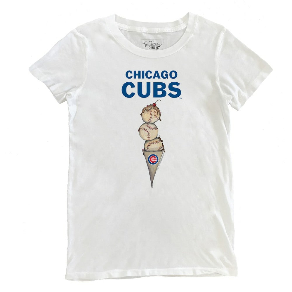 Chicago Cubs Tiny Turnip Women's Triple Scoop T-Shirt - White - MLB Sale