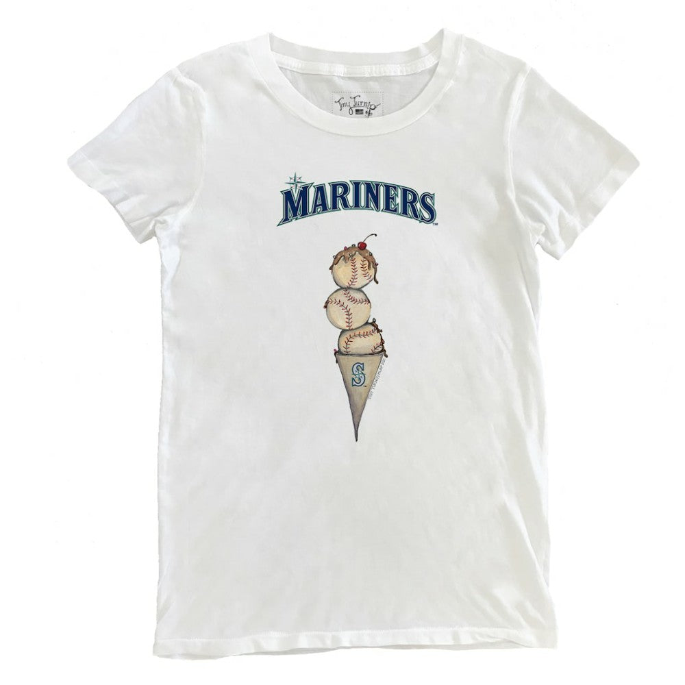 Seattle Mariners Tiny Turnip Women's Triple Scoop T-Shirt - White - MLB Online
