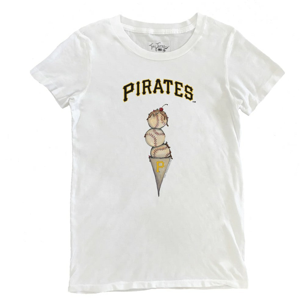 Pittsburgh Pirates Tiny Turnip Women's Triple Scoop T-Shirt - White - MLB on Sale