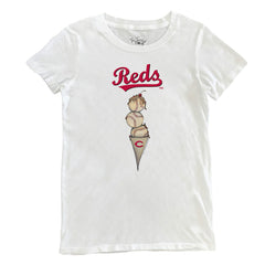 Cincinnati Reds Tiny Turnip Women's Triple Scoop T-Shirt - White - MLB Lifestyle