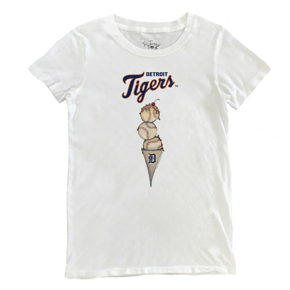 Detroit Tigers Tiny Turnip Women's Triple Scoop T-Shirt - White - MLB Discount