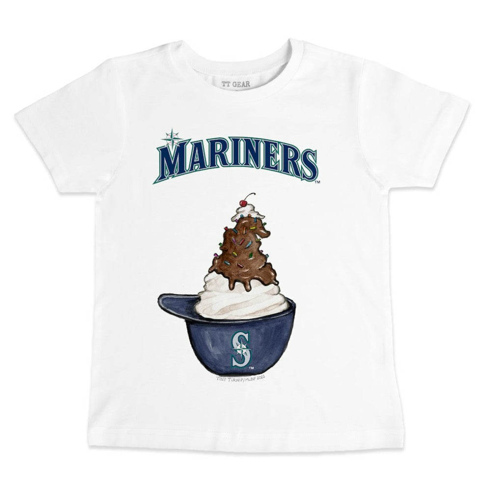 Seattle Mariners Tiny Turnip Youth Sundae Helmet T-Shirt - White - MLB Discount