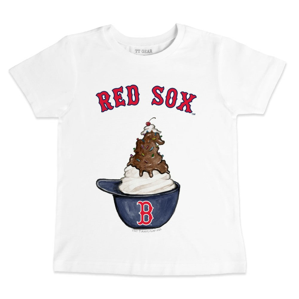 Boston Red Sox Tiny Turnip Youth Sundae Helmet T-Shirt - White - MLB Sale