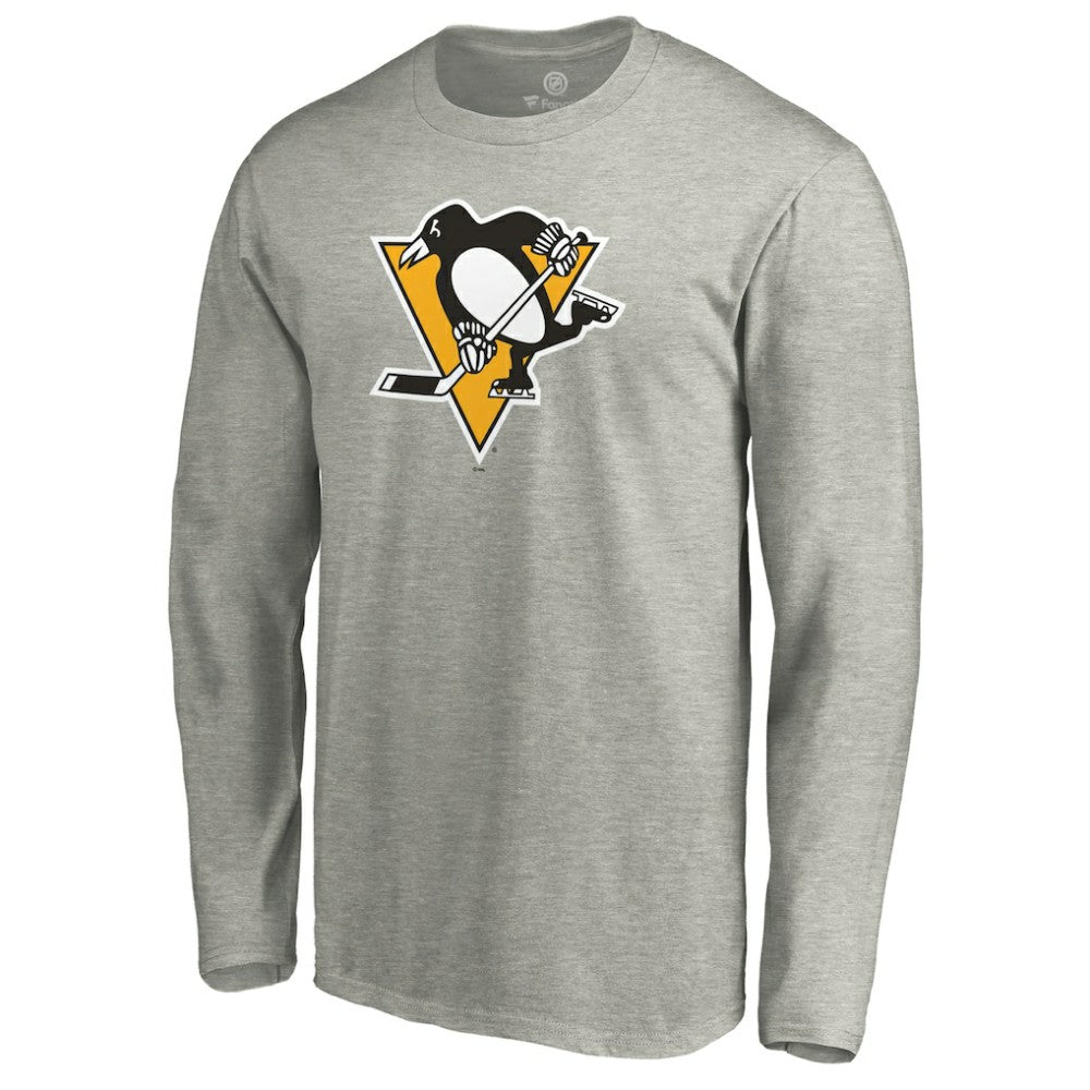 Pittsburgh Penguins Primary Logo Long Sleeve T-Shirt - Heather Gray - NHL 4267441