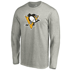 Pittsburgh Penguins Primary Logo Long Sleeve T-Shirt - Heather Gray - NHL 4267441
