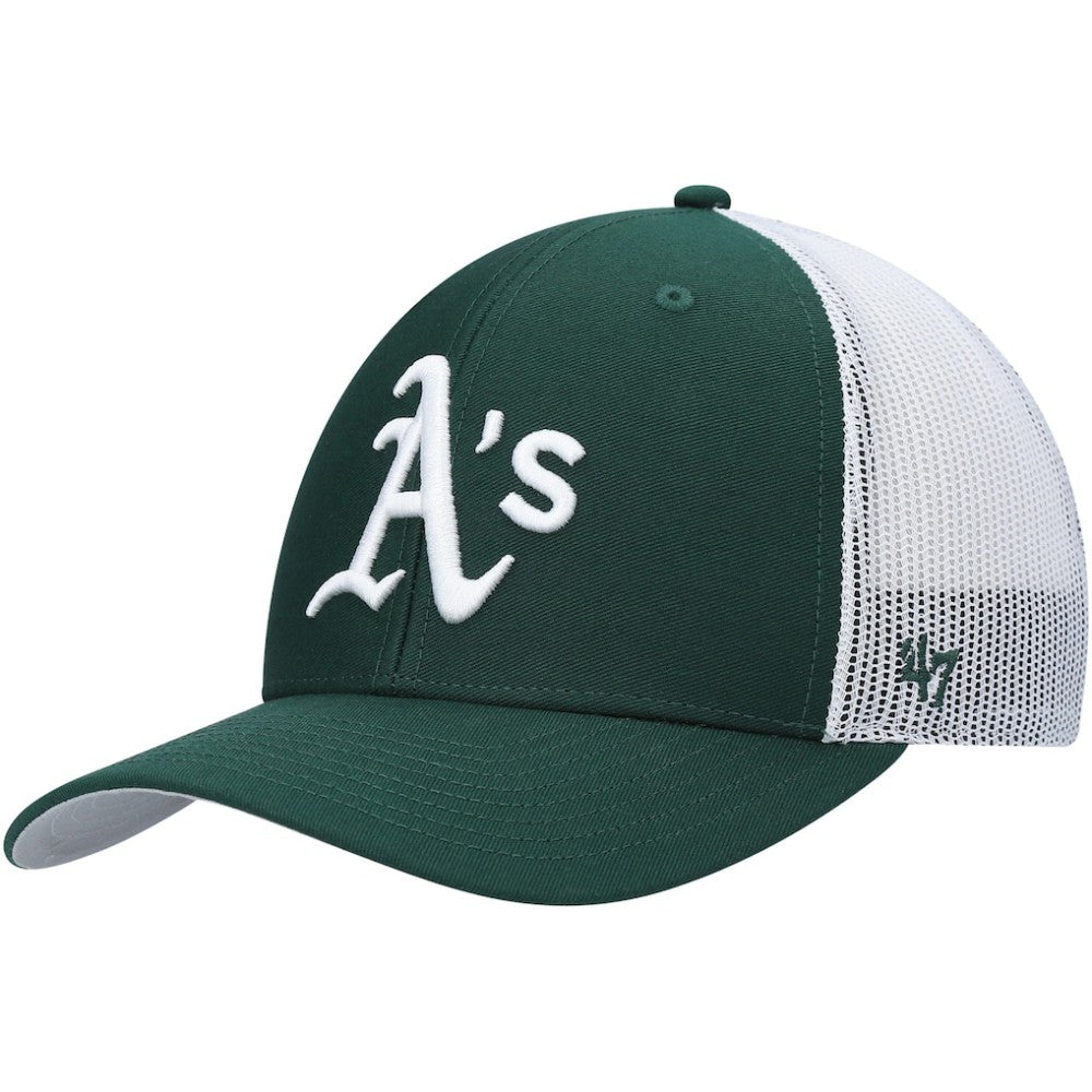 Athletics '47 Primary Logo Trucker Snapback Hat - Green/White - 47 brand Lifestyle