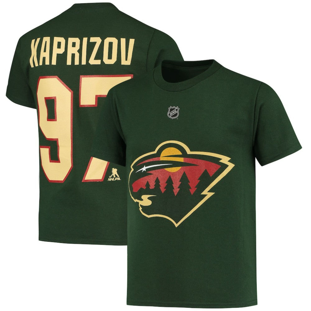 Kirill Kaprizov Minnesota Wild Youth Player Name & Number T-Shirt - Green - NHL 4268520