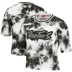 Toronto Raptors Women's Hardwood Classics Tie-Dye Cropped T-Shirt Black/White | Mitchell & Ness US