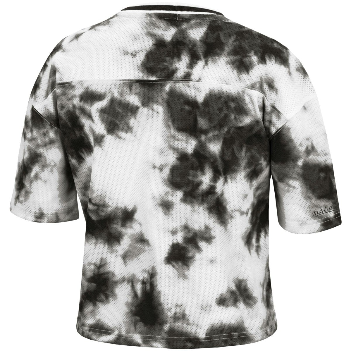 Toronto Raptors Women's Hardwood Classics Tie-Dye Cropped T-Shirt Black/White | Mitchell & Ness US