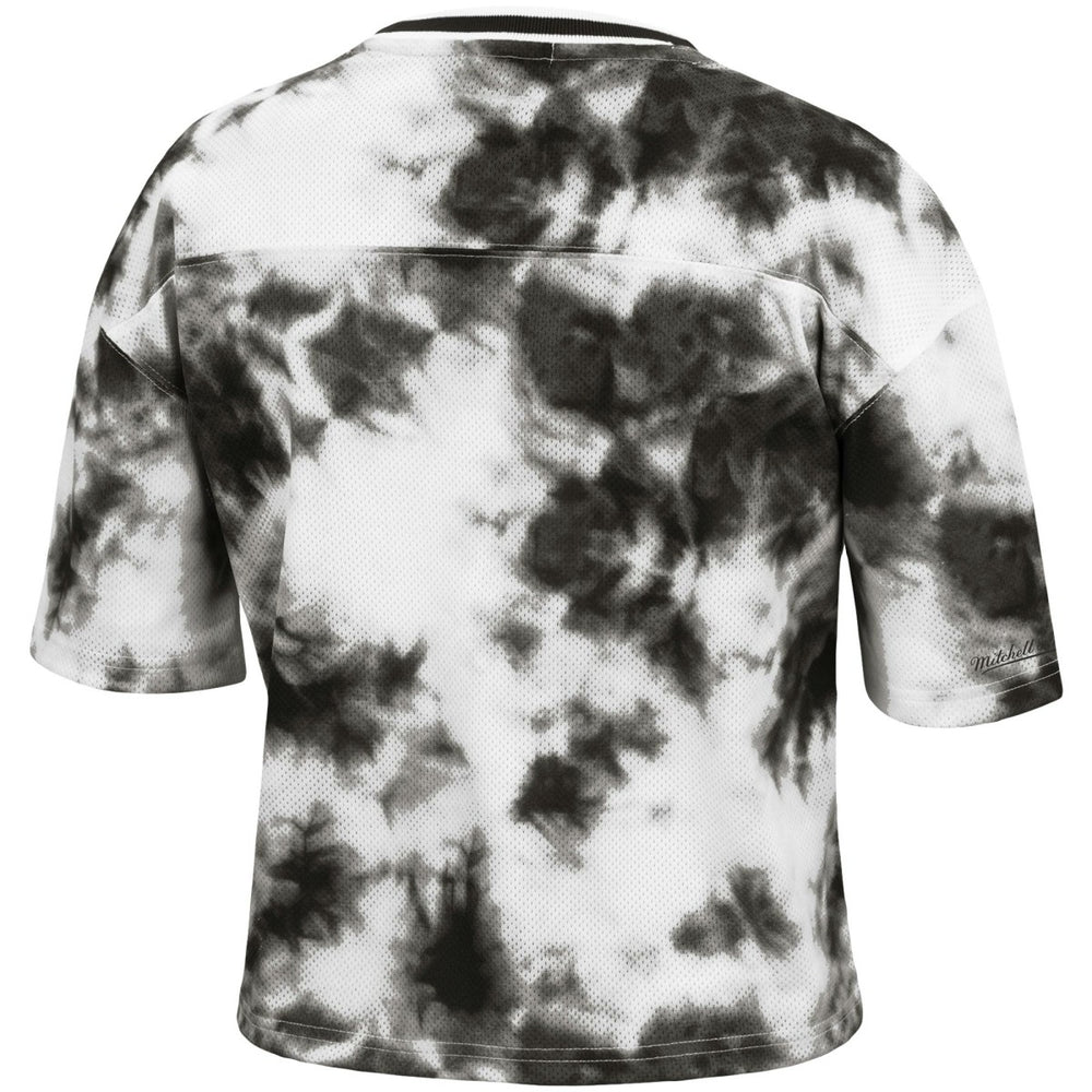 Toronto Raptors Women's Hardwood Classics Tie-Dye Cropped T-Shirt Black/White | Mitchell & Ness US
