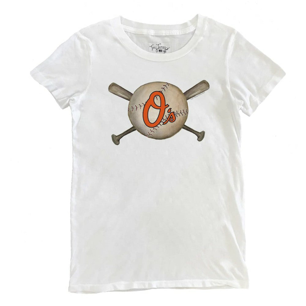 Baltimore Orioles Tiny Turnip Women's Baseball Crossbats T-Shirt - White - MLB Lifestyle