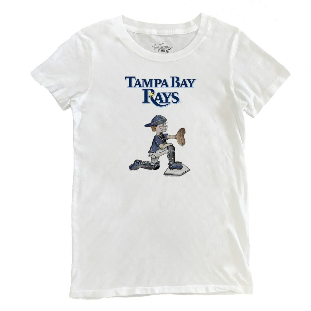 Tampa Bay Rays Tiny Turnip Women's Caleb the Catcher T-Shirt - White - MLB Sale