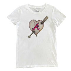 Atlanta Braves Tiny Turnip Women's Heart Bat T-Shirt - White - MLB Lifestyle