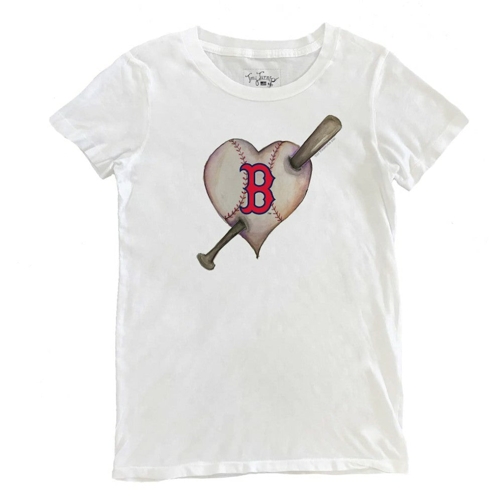 Boston Red Sox Tiny Turnip Women's Heart Bat T-Shirt - White - MLB Online